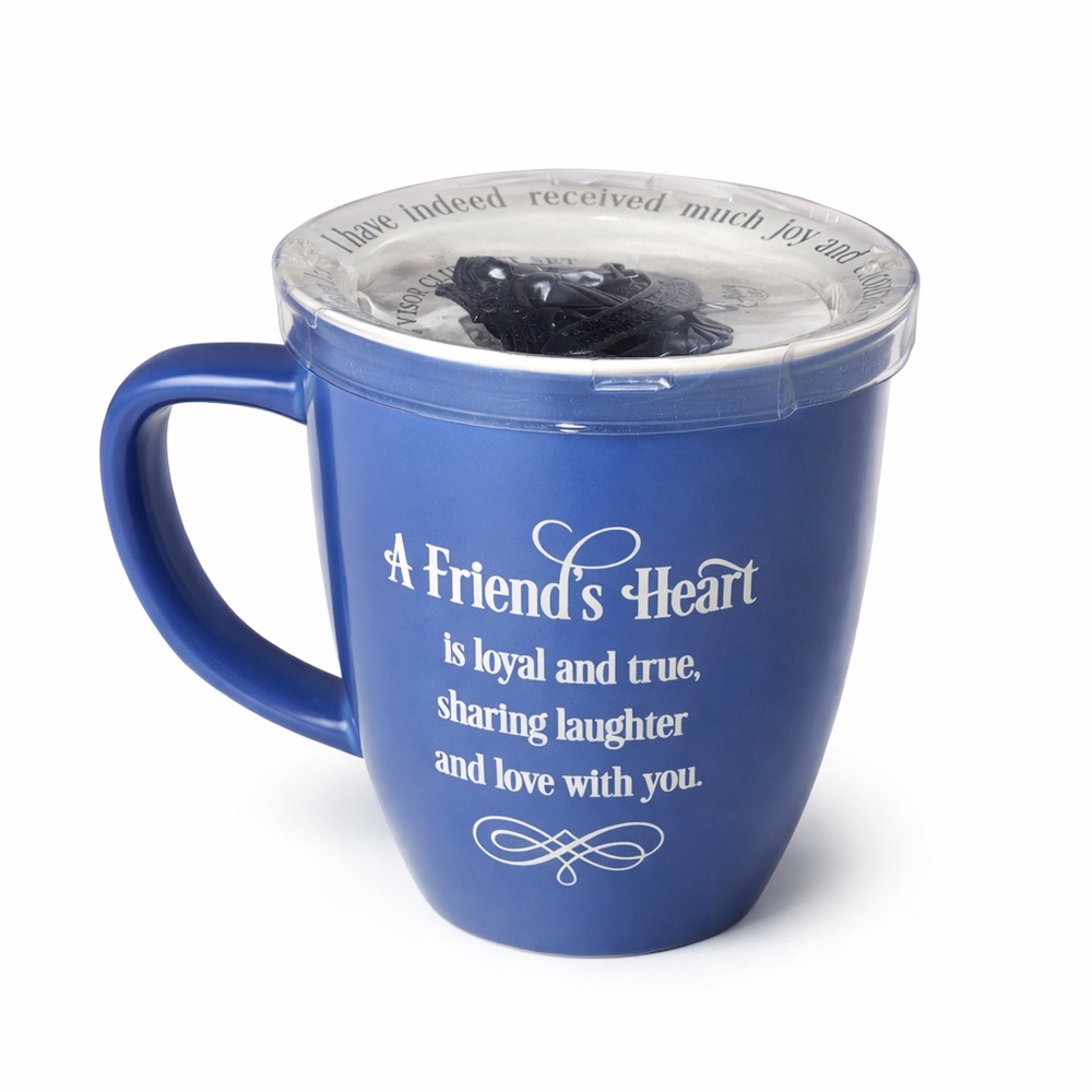 Abbey Gift Blue Ceramic Mug Guardian Angel Visor Clip Gift Set